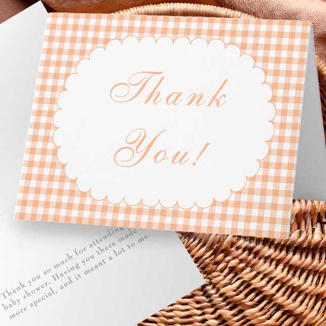 Nota de agradecimiento de baby shower de Gingham N (Subido por el creador)