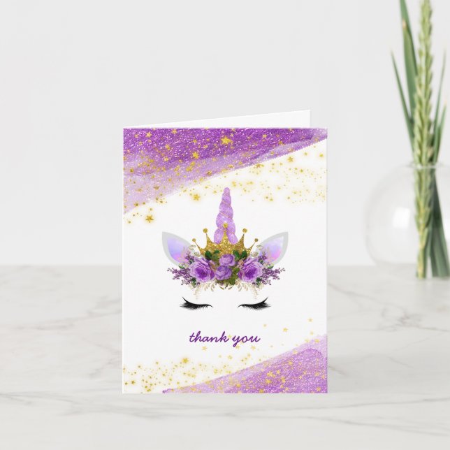 Nota de agradecimiento de Baby Shower Purple Gold  (Anverso)