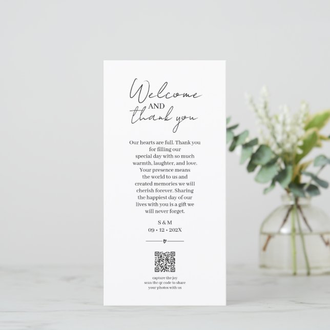 Nota de agradecimiento de boda con código QR, mini (Anverso de pie)
