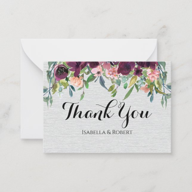Nota de agradecimiento de boda con flores de Borgo (Anverso)