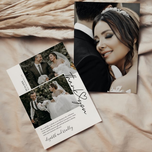 Nota de agradecimiento de boda con foto de corazón (Subido por el creador)