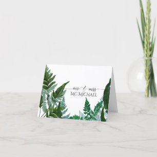 Nota de agradecimiento de boda con helecho botánic