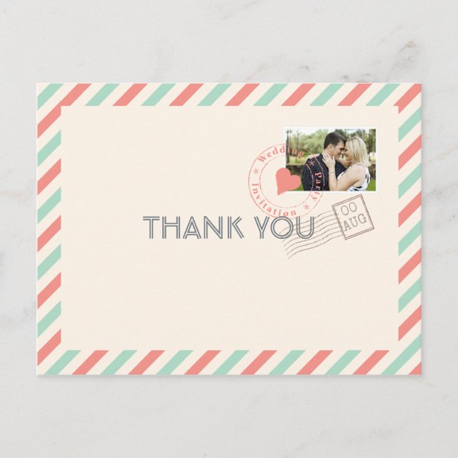 Nota de agradecimiento de boda de correo aéreo vin (Anverso)