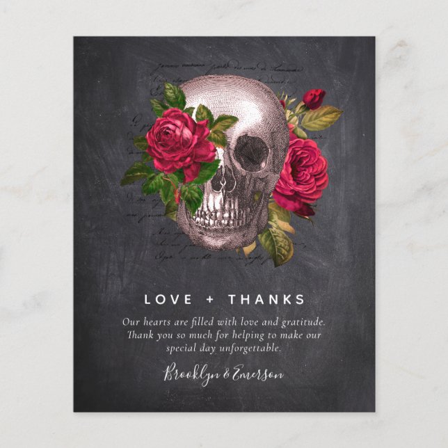 NOTA de agradecimiento de boda en PAPEL | Foto gót (Frente)