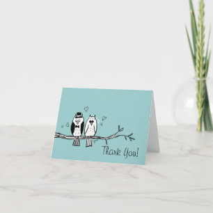 Nota de agradecimiento de búhos novios