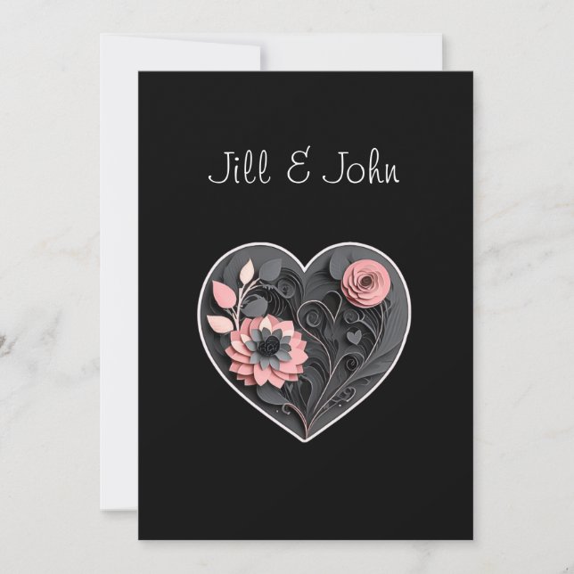 Nota de agradecimiento de corazón Quilling Boda   (Anverso)