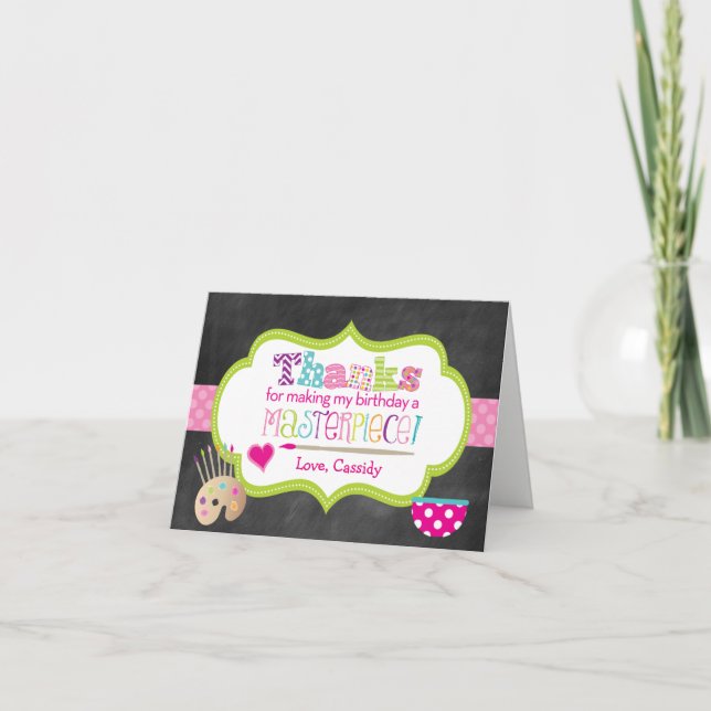 Nota de agradecimiento de cumpleaños por pintura d (Anverso)