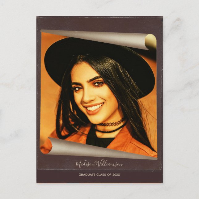 Nota de agradecimiento de graduación boho rústica  (Anverso)