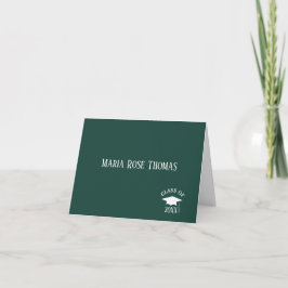 Nota de agradecimiento de graduación verde oscuro