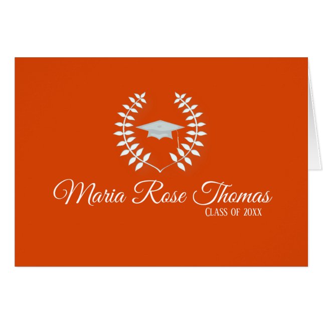 Nota de agradecimiento de graduado naranja (4,25"  (Anverso (Horizontal))