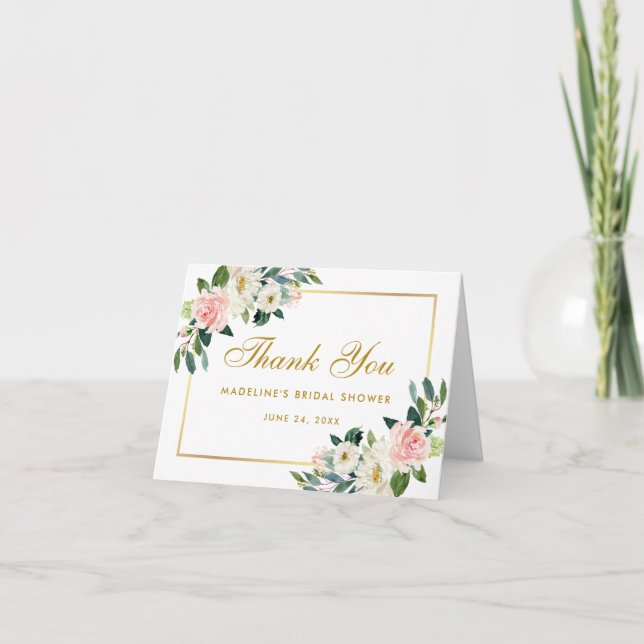 Nota De Agradecimiento De La Ducha Dorada Floral D (Anverso)