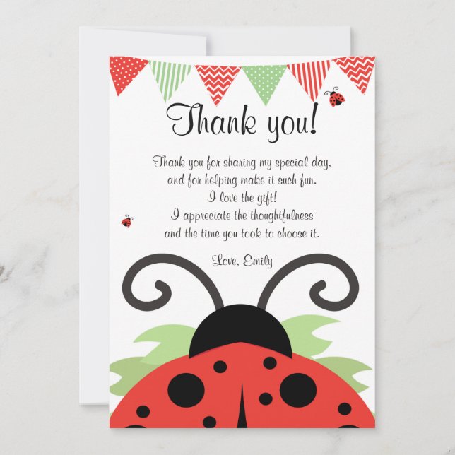 Nota de agradecimiento de Ladybug Red Black (Anverso)