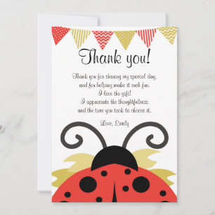 Nota de agradecimiento de Ladybug Red Gold