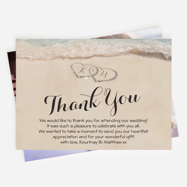 Nota de agradecimiento de playa | Boda con foto (Subido por el creador)