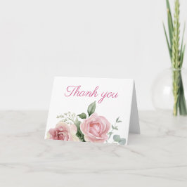 Nota de agradecimiento de rosa rosa acuarela