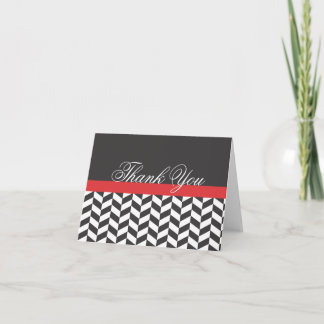 Nota de agradecimiento en rojo negro chevron negro