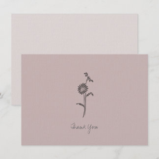 Nota de agradecimiento Flor simple rosa púrpura