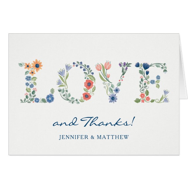 Nota de agradecimiento floral LOVE (Anverso (Horizontal))