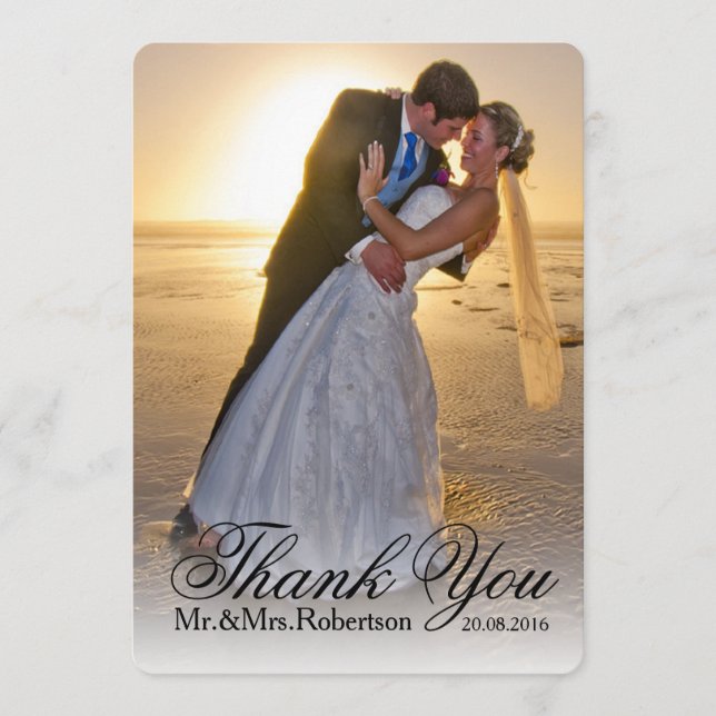 Nota de agradecimiento | Foto de boda sencilla (Anverso)