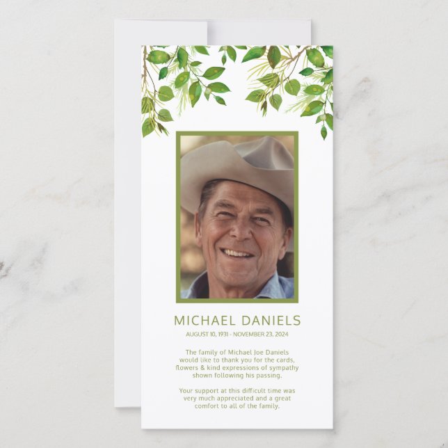 Nota de agradecimiento funerario | Foto conmemorat (Anverso)