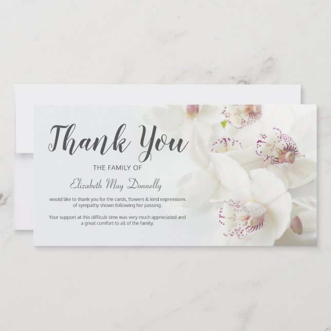 Nota de agradecimiento funerario | Orchid Bereavem (Anverso)
