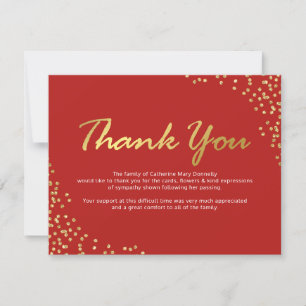 Nota de agradecimiento funerario   Red Gold Sparkl
