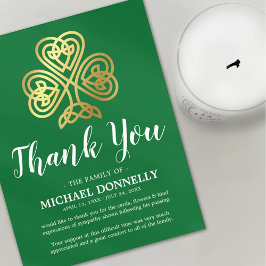 Nota de agradecimiento funerario | Shamrock celta