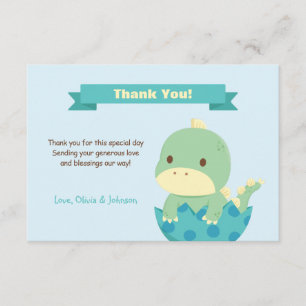 Nota de agradecimiento para baby shower de dinosau