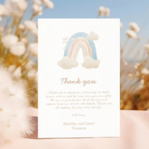 Nota de agradecimiento para baby shower de nube de