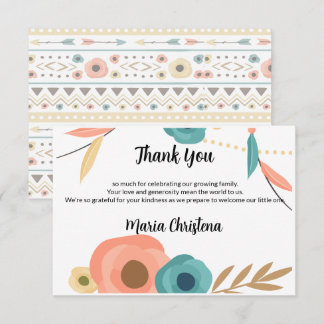 Nota de agradecimiento para Baby Shower Rústico Bo
