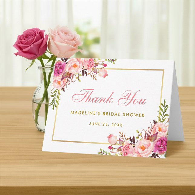 Nota de agradecimiento para ducha de novia floral  (Customize to add text to inside of card.)