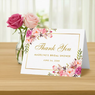Nota de agradecimiento para ducha de novia floral 
