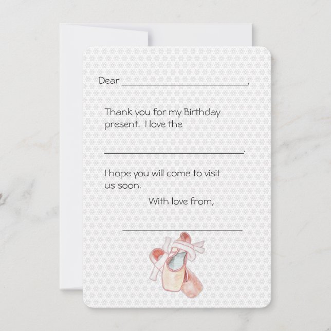 Nota de agradecimiento para niños de bailarina (Anverso)
