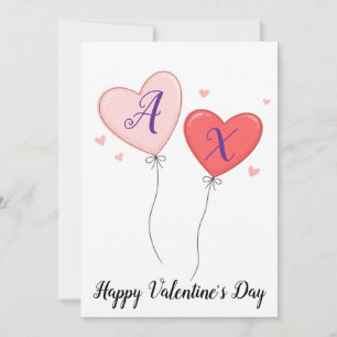 Nota de amor de San Valentín con iniciales persona