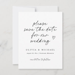 Nota de amor moderna a mano alzada para guardar la