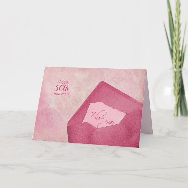 Nota de amor por el aniversario del boda en sobre (Anverso)