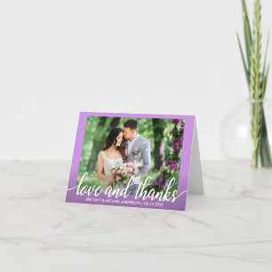 Nota de amor y agradecimiento de boda púrpura viol