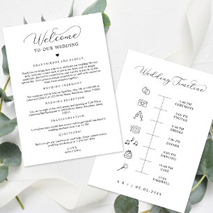 Nota de bienvenida de boda Tarjeta de tiempo de ic