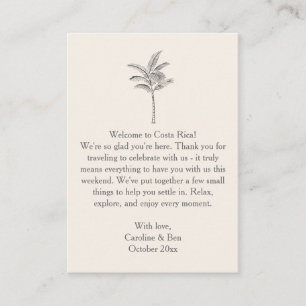 Nota de bienvenida para boda en destino Palma