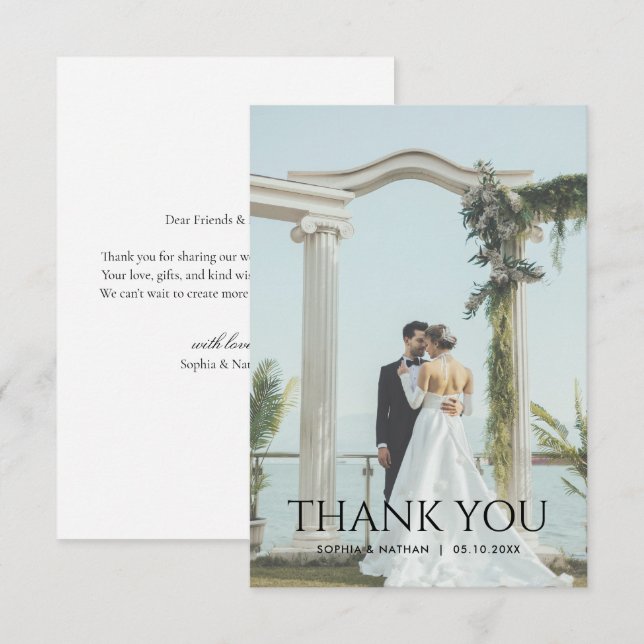 Nota de Boda de Foto Moderna Minimalista (Anverso / Reverso)