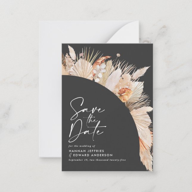 nota de boda de pasto de pampas botánicas rústicas (Anverso)