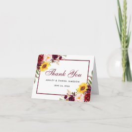 Nota de Boda Floral Mixta Burgundy Acuarela