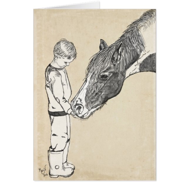 Nota de conversación de niño y caballo suave (Frente)