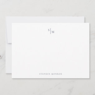 Nota de correspondencias de color azul denim monog