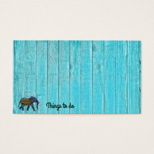 Nota de Elefante de Mosaico de Madera Turquesa