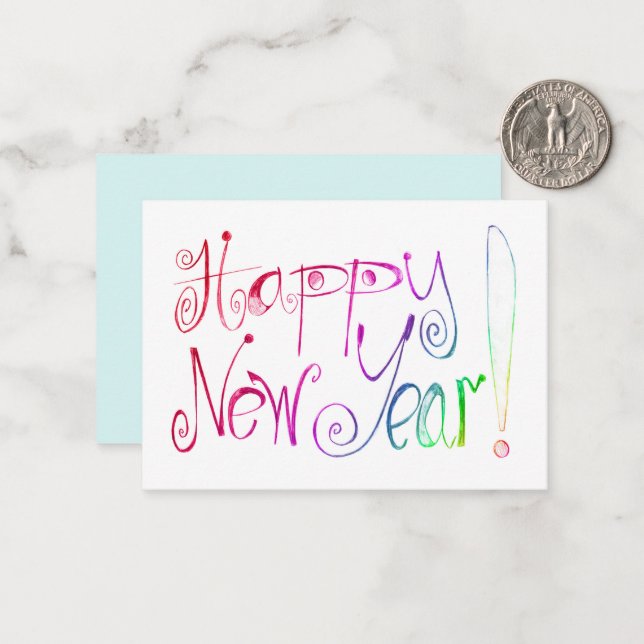 Nota de felicitación de Año Nuevo con lettering a  (Anverso/Reverso In Situ)