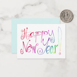 Nota de felicitación de Año Nuevo con lettering a 