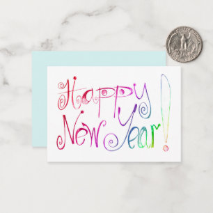Nota de felicitación de Año Nuevo con lettering a