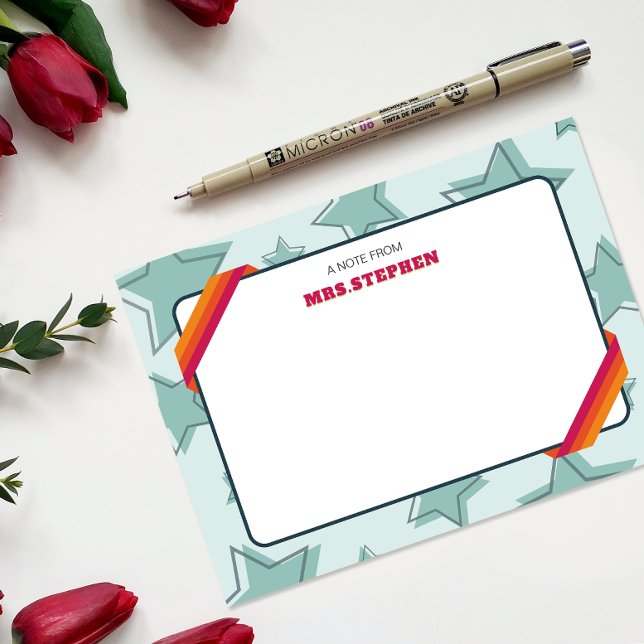 Nota de fin de año del profesor personalizado de e (Star Personalized Teacher End of the Year Note Thank You Card)