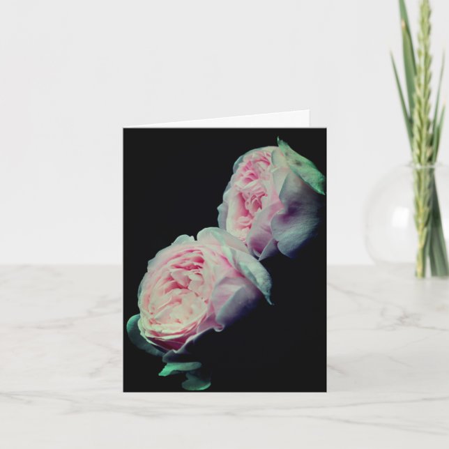 Nota de fotografía de flores de rosas rosadas eleg (Anverso)